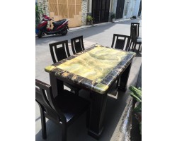 Bàn ăn gỗ tự nhiên mặt đá hoa cương